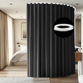 Room Divider Ceiling Mounted Curtains Track Sets Extra Wide Blackout Curtain Flexible Tracks for Bedroom Privacy Partition Separator,1 Panel Black Drape and White Rail, W15 x H10ft