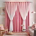 Star Blackout Curtains - 2 Panel Set, 84 Inches Long, Pink, Nursery & Girls' Room, Cute Kids Design