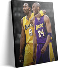 Kobe Bryant Canvas Wall Art Print Poster, Iconic Basketball Player Dual-Era Tribute Artwork, No. 8 and No. 24 Jersey Mamba Mentality Wall Decor for Home Gym Dorm Office Living Room, Framed 16x20inch