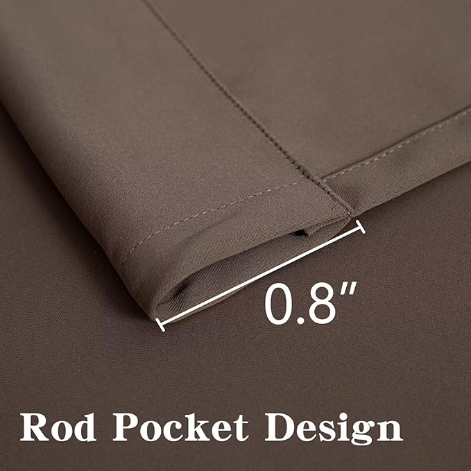 Blackout Curtains 108 Inch Length 2 Panels Set, Black Out Curtains for Bedroom 108 Inch Long, Rod Pocket Energy Saving Room Darkening Drapes for Living Room Window Khaki(W52 x L108)