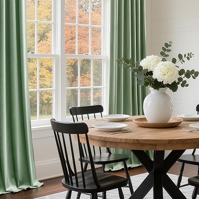 AUSSPVOCT Sage Green Velvet Curtains 96 Inches for Bedroom, Thermal Insulated Super Soft Room Darkening Curtains Luxury Window Drapes for Living Room Nursery, Back Tab Rod Pocket, W52 x L96, 2 Panels