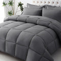 JOLLYVOGUE Twin Comforter Set, Ultra-Soft Bed in a Bag Twin Size 5 Pieces, Oeko-TEX Certified Bedding Set with Down Alternative Comforter, Sheets, Pillowcases & Shams, Dark Grey