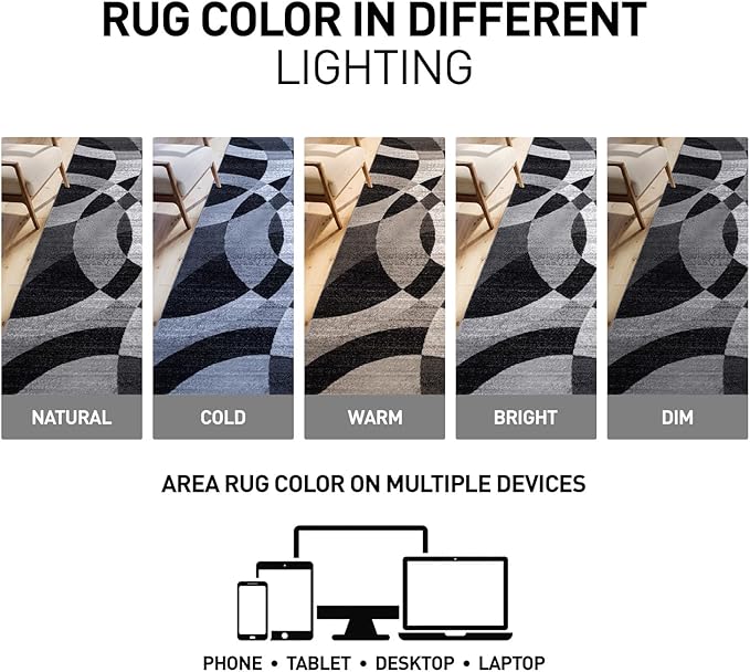 Rugshop Contemporary Abstract Circles Perfect for high Traffic Areas of Your Living Room,Bedroom,Home Office,Kitchen Runner Rug 2'7" x 10' Gray