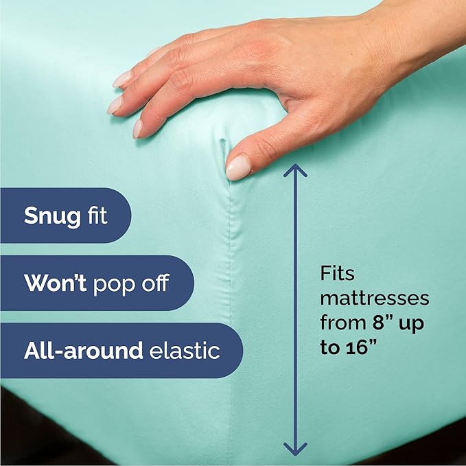 Cal King 6 Piece Sheet Set - Cooling, Comfy & Breathable - Hotel Luxury Bedding, Includes Fitted Sheet for Women, Men, Kids & Teens - 1 Flat, 1 Fitted Sheet, 4 Pillowcases w/Deep Pockets - Spa Blue