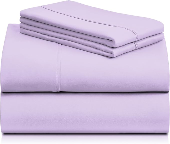LuxClub 3 PC Twin XL Sheet Set, Deep Pockets Wrinkle Free Cooling Bed Sheets Hotel Bedding for Women, Men, Kids & Teens, Includes 1 Fitted Sheet, 1 Flat Sheet and 1 Pillowcase-Silky Soft Lavender