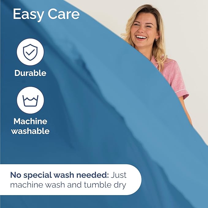 Twin 4 Piece Sheet Set - Cooling, Comfy & Breathable - Hotel Luxury Bedding, Includes Fitted Sheet for Women, Men, Kids & Teens - 1 Flat, 1 Fitted Sheet, 2 Pillowcases with Deep Pockets - Denim Blue