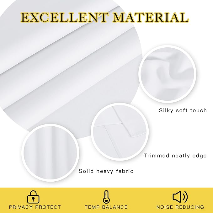 NICETOWN White Room Darkening Curtain 78 inch Length for Doorway - Grommet Privacy Door Curtain Sound Reducing Thermal Window Treatment for Living Room/Bedroom (1 Panel, W52 x L78)