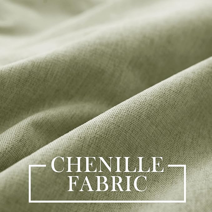 Macochico Thermal Blackout Chenille Curtains 100% Blackout Window Draperies for Living Room Bedroom Auditorium Banquet Hotel Green Tint Curtains with Tieback Classic Home Decor 72" Wx102 L 1 Panel