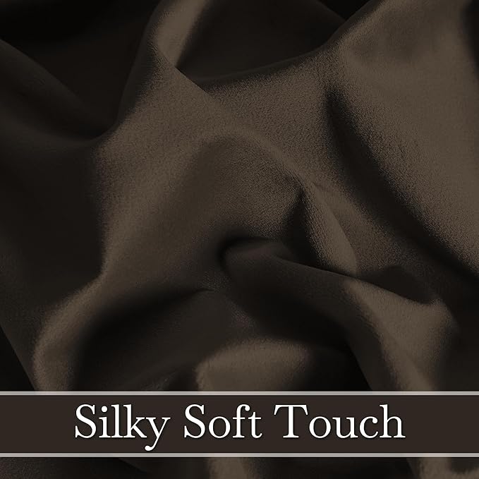 RYB HOME Brown Velvet Curtains 84 inches, Back Tab Soft Fabric Blackout Heat Blocking Luxurious Home Decor Curtains for Living Room Bedroom, W 52" x L 84", 2 Panels Set