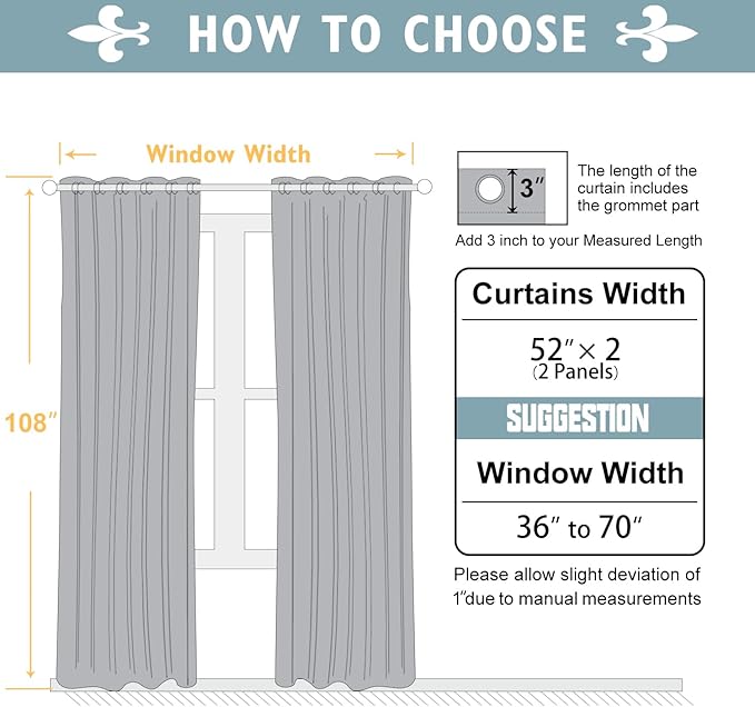 ChrisDowa 100% Blackout Curtains 108 inch Long for Bedroom with Black Liner, 2 Thick Layers Total Blackout Thermal Insulated Grommet Window Curtains 2 Panels Set (Navy Blue, 52 x 108 Inch)