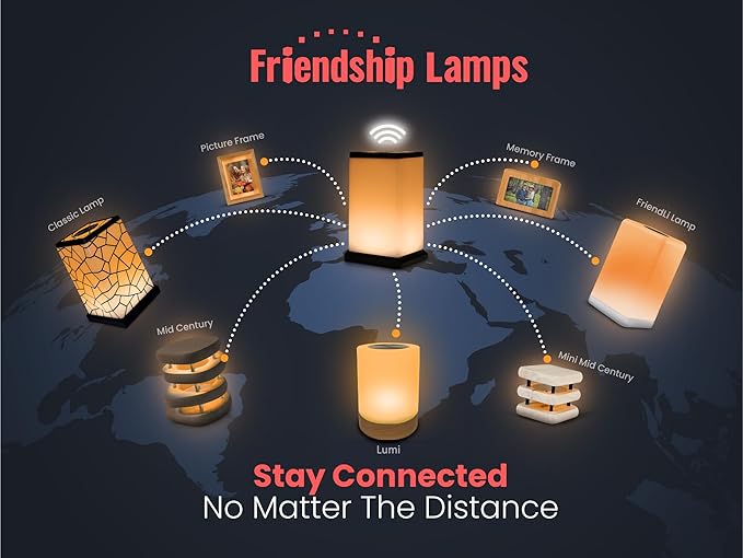 Friendship Lamp® by Filimin Classic - Best Friend Lamps Wi-Fi Touch Lamp LED Light for Long-Distance, Connection, Relationship, Friendship, Gifts, Love, 200+ Colors, App Setup - Set of 2