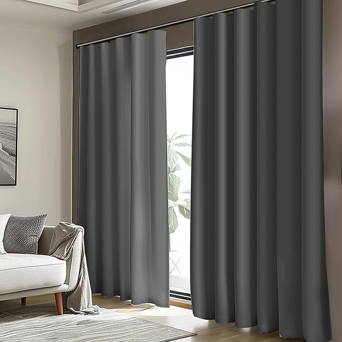Room Divider Blackout Curtain Track Curtains Wall Dividers Panels Screen for Living Rooms Bedroom Office Privacy Partition Separation, W100 × L120 Inch,1 Panel, Grey