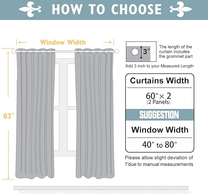 ChrisDowa 100% Blackout Curtains 63 inch Long for Bedroom with Black Liner, Extra Wide 2 Thick Layers Total Blackout Thermal Insulated Grommet Window Curtains 2 Panels Set (Burgundy, 60 x 63 Inch)