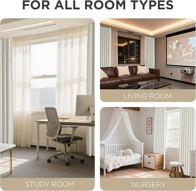 Joydeco Blackout Curtains for Bedroom - 84 Inch Long 100% Light Blocking 2 Panels Light Beige Drapes, Thermal Insulated Room Darkening Curtains, Linen Textured for Living Room, Rod Pocket & Back Tabs