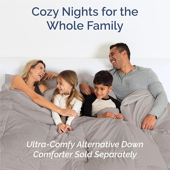 Full 6 Piece Sheet Set - Cooling, Comfy & Breathable - Hotel Luxury Bedding, Includes Fitted Sheet for Women, Men, Kids & Teens - 1 Flat, 1 Fitted Sheet, 4 Pillowcases with Deep Pockets - Light Grey