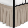 Biscaynebay Wrap Around Bed Skirts with Split Corners for Full Beds 17" Drop, Light Camel Elastic Dust Ruffles Easy Fit Wrinkle & Fade Resistant Silky Luxurious Fabric Solid Machine Washable