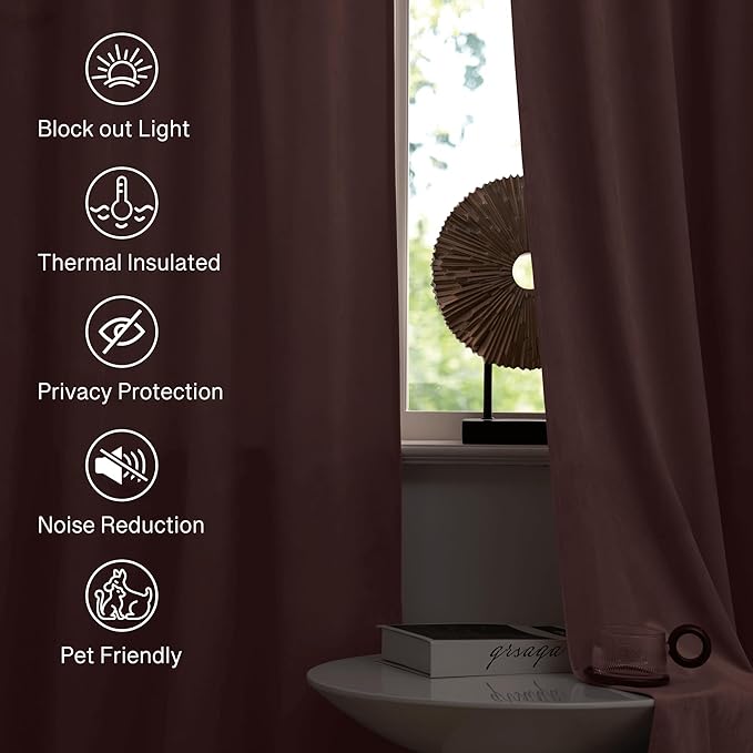 StangH Wild Rose Pink Velvet Curtains - Romantic Room Darkening Drapes for Living Room, Soft Thermal Insulated Privacy Curtains for Kids Bedroom, W52 x L100, 2 Panels