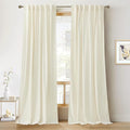 RYB Home White Velvet Curtains 90 inches - Room Darkening Energy Saving Curtain Panels Soft Luxury Privacy Window Covering for Living Room Studio Apartment, Cream White, W52 x L90 inches, 2 Panels