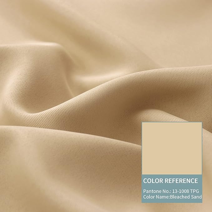 BGment Thermal Insulated 100% Blackout Curtains for Bedroom with Black Liner, Double Layer Full Room Darkening Noise Reducing Grommet Curtain (55 x 96 Inch, Beige, 2 Panels)