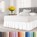 Wrap Around Dust Ruffle Bed Skirt - White - Twin/Twin XL Size Beds with 21 Inch Drop - Easy Fit Elastic Strap - Adjustable Pleated Bedskirt w/Brushed Fabric - Wrinkle Free - Women, Men, Kids & Teens