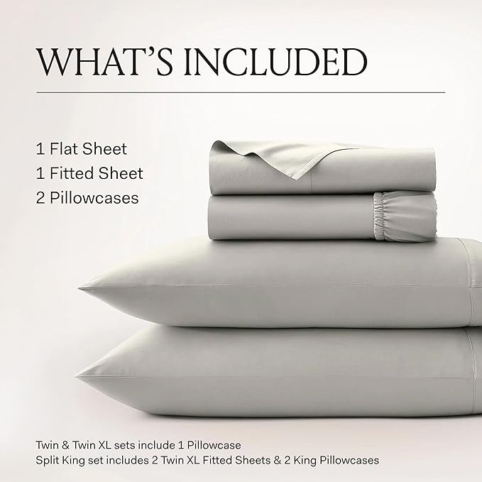 BOLL & BRANCH Signature Hemmed Sheet Set - Twin XL, White - Luxury 100% Organic Cotton - Includes 1 Flat, 1 Fitted, 2 Pillowcases - Buttery Soft