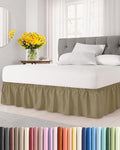 Wrap Around Dust Ruffle Bed Skirt - Khaki - Twin/Twin XL Size Beds w/ 12 Inch Drop - Easy Fit Elastic Strap - Adjustable Pleated Bedskirt w/Brushed Fabric - Wrinkle Free - Women, Men, Kids & Teens