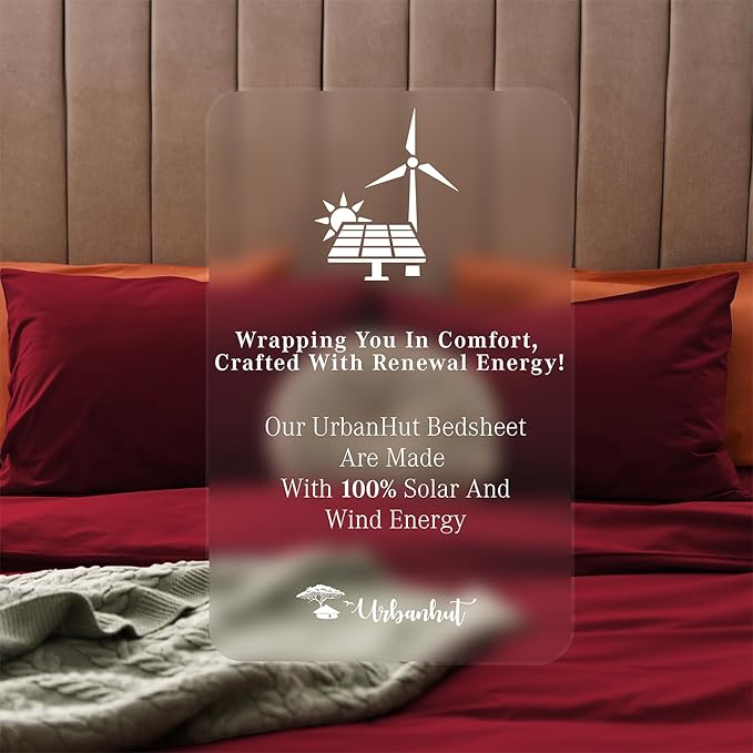 URBANHUT 800 Thread Count 100% Cotton Full Size Sheets, Luxury 4 Piece Full Bedsheets, Hotel Sheets Sateen Finish - Better Than Egyptian, 16" Elasticized Deep Pocket - Burgundy