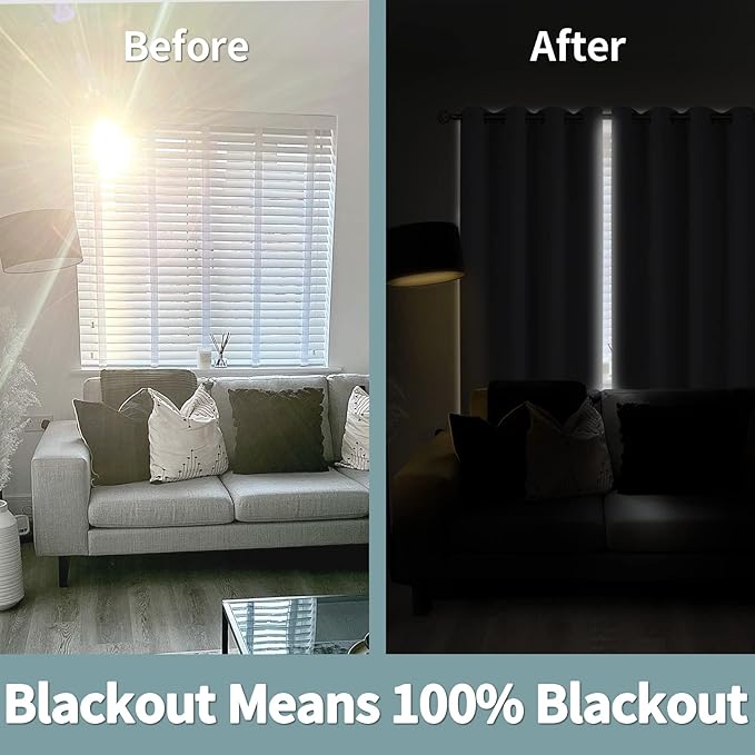 BGment White Blackout Curtains 108 Inches Long for Living Room 2 Panels, Thermal Insulated Grommet 100% Light Blocking Curtains&Drapes for Bedroom Tall Window with Privacy Liner, 52 Inch Wide Each
