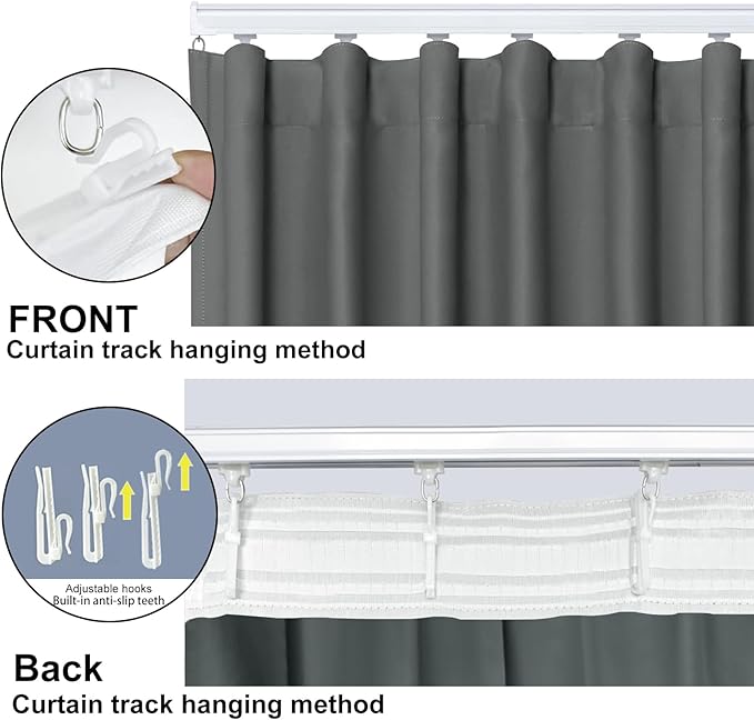 Room Divider Blackout Curtain Track Curtains Wall Dividers Panels Screen for Living Rooms Bedroom Office Privacy Partition Separation, W150 × L120 Inch,1 Panel, Grey