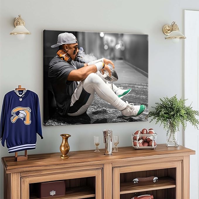 B.B.F MAKE 2025 Super Canvas Bowl Wall Art Champions Eagles Poster Print Philadelphia Hurts Painting Canvas Wall Decor Sports Star Picture Modern Bedroom Living Room Home Decoration, Framed 20x24inch
