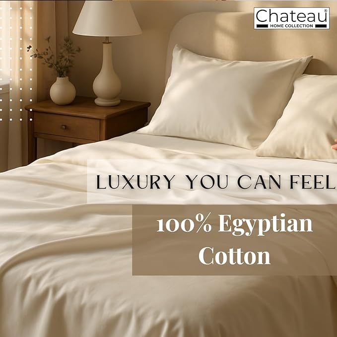 400 Thread Count Queen Size Sheets, 15" Deep Pocket Queen Sheets, Soft Sateen Weave, Naturally Cooling & Breathable Machine Washable 4 Piece Elasticated Sheet & Pillowcase Sets- Light Blue