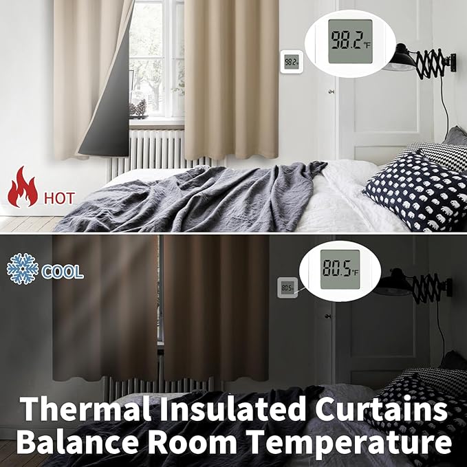 BGment Sand Blackout Curtains 95 Inches Long 2 Panels Set for Living Room, Thermal Insulated 100% Light Blocking Curtains & Drapes, Grommet Soundproof Curtains for Bedroom Window, Each 52 Wide