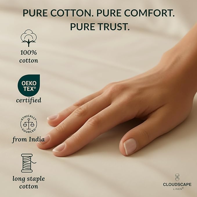 Cloud Scape Linen 100% Egyptian Cotton Sheets Full Size, 4 Pieces Luxury Bedding Set, 400 Thread Count,Hotel Quality, Silky Soft, Deep Pockets up to 17, Ivory