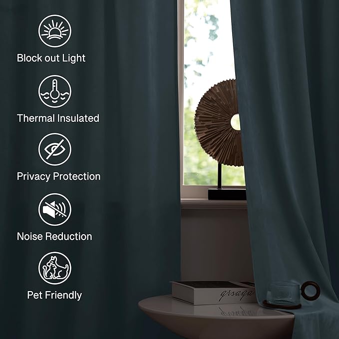 StangH Stone Blue Nursery Bedroom Curtains Super Soft Skin Friendly Velvet Window Drapes Room Darkening Thermal Insulated for Living Room/Doorway, W42 x L84, 2 Panels