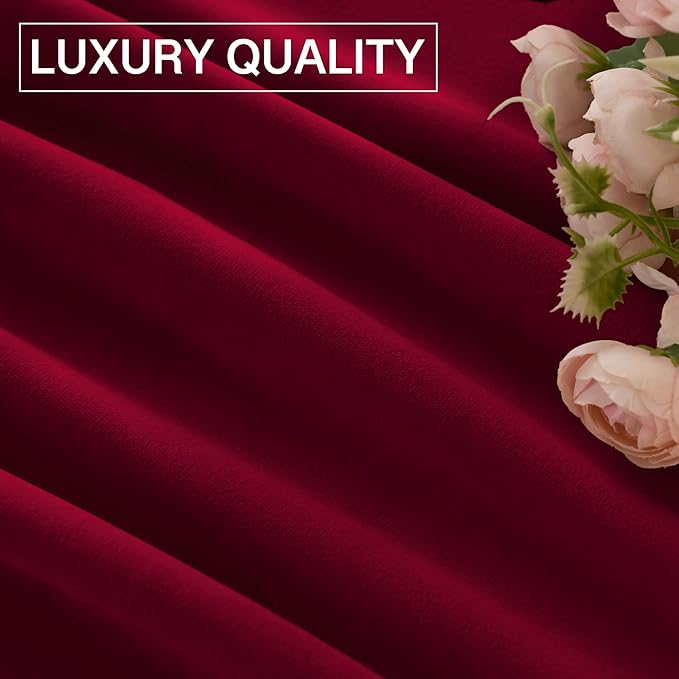 StangH Red Velvet Curtains 100 inches Long Luxurious Thermal Insulated Drapes for Living RoomTheater, Soft Noise Reducing Curtains, Bold Red Home Decor, W52 x L100, 2 Panels
