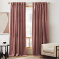 RYB HOME Soft Velvet Curtain for Home Decoration, Room Darkening Window Curtains & Drapes Thermal Insluated Noise Reuding Vertical Shade for Sliding Door Home Office, W52 x L84 inch, Wild Rose, 2 Pcs
