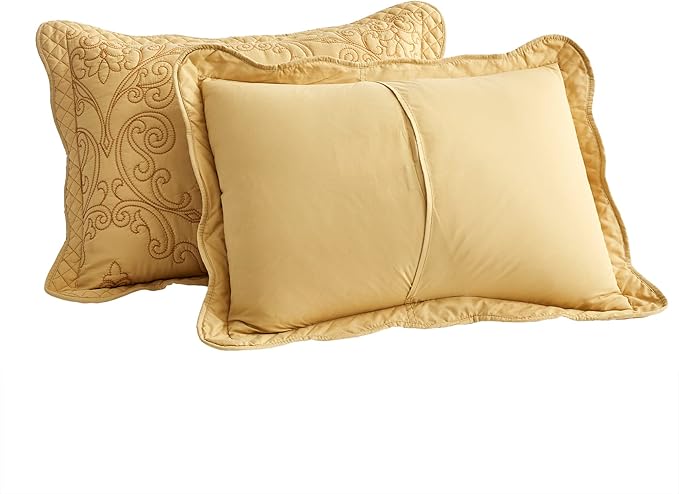 CHIXIN Microfiber King Pillow Shams Set of 2 - Decorative Quilted Pillow Covers - Grey - Size (20" x 36")