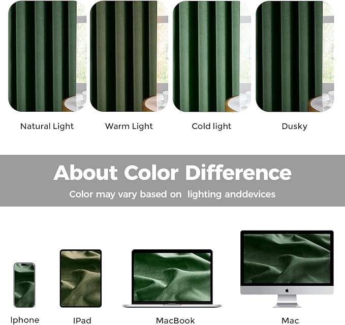 Pinch Pleated 100% Blackout Curtains for Bedroom, Olive Green Velvet Curtains for Living Room, Black Out Curtain 102 inch long Room Darkening, Blackout Pinch Pleat Drapes with Hooks 2 Panels