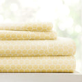 Linen Market Patterned Microfiber King Sheet Set 4 Piece – Oeko-TEX Certified Ultra Soft & Wrinkle-Free - 16" Deep Pocket Sheets - Easy Care King Size - Honeycomb Yellow