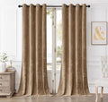 SMILETIME Amber Beige Crushed Velvet Curtains 52x108 inch Luxurious Thermal Insulated Soundproof Drapes for Living Room Bedroom Office Soft and Durable Light-Filtering Window Treatments, 2 Panels
