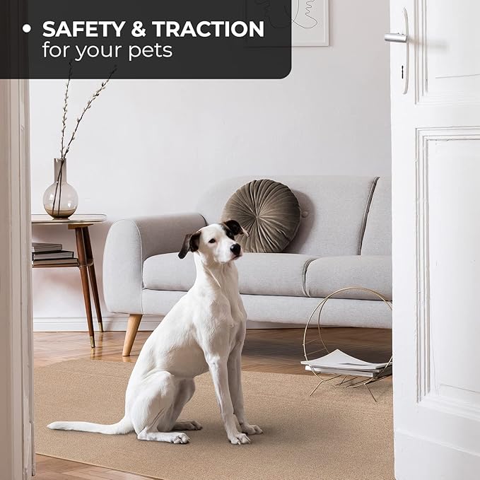 House, Home and More Skid-Resistant Carpet Indoor Area Rug Floor Mat - Pebble Beige - 8 Ft X 8 Ft - Non Slip Rubber Backing, Stain Resistant, Dog Friendly, Living Room Bedroom Kitchen Entryway