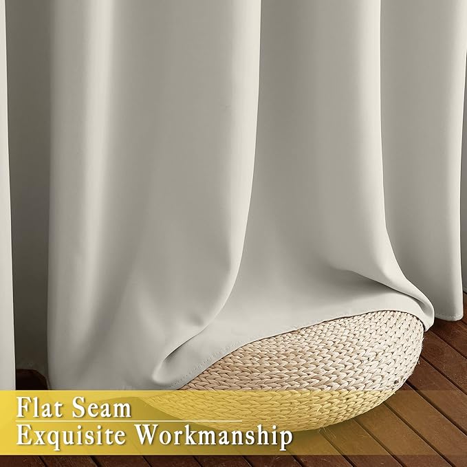 NICETOWN Blackout Curtains & Drapes - Privacy Thermal Efficiency Backdrop Curtains for Bedroom Room Divider Living Room Patio Sliding Glass Door, Wide 80 x Long 144 inch, Natural, 1 Panel