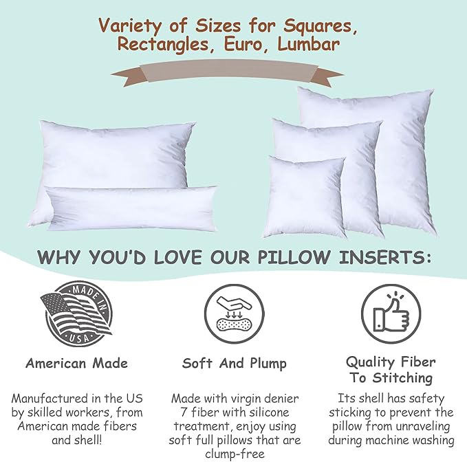 Pillowflex Synthetic Down Pillow Insert - 14x22 Down Alternative Pillow, Ultra Soft, Small Rectangle, Lumbar, Travel, Neck, Sleeping Pillow - 1 Decorative Pillow Form