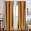Joydeco Mustard Yellow 100% Blackout Curtains 72 Inch 2 Panels, Luxury Thermal Yellow Velvet Curtains for Bedroom Living Room, Soundproof Blackout Window Drapes, Rod Pocket & Back Tab (52W x 72L)