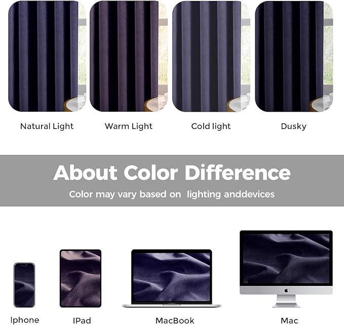 Pinch Pleated 100% Blackout Curtains for Bedroom, Navy Blue Velvet Curtains for Living Room, Black Out Curtain 108 inch Long Room Darkening, Blackout Pinch Pleat Drapes with Hooks 2 Panels