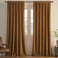 Joydeco Camel Brown Velvet Curtains 108 inch Length 2 Panels, Luxury Blackout Rod Pocket Thermal Insulated Window Curtains, Super Soft Room Darkening Drapes for Living Room Bedroom,W52 x L108 inches
