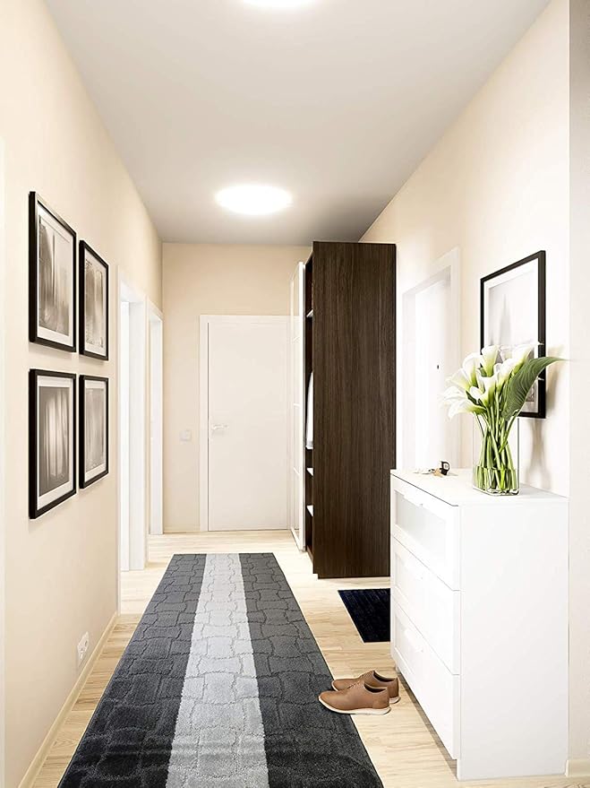 Custom Length Hallway Runner Rug,Slip Resistant,Puzzle Anthracite, 26 Inch X 5 feet, Sold and Priced Per Foot
