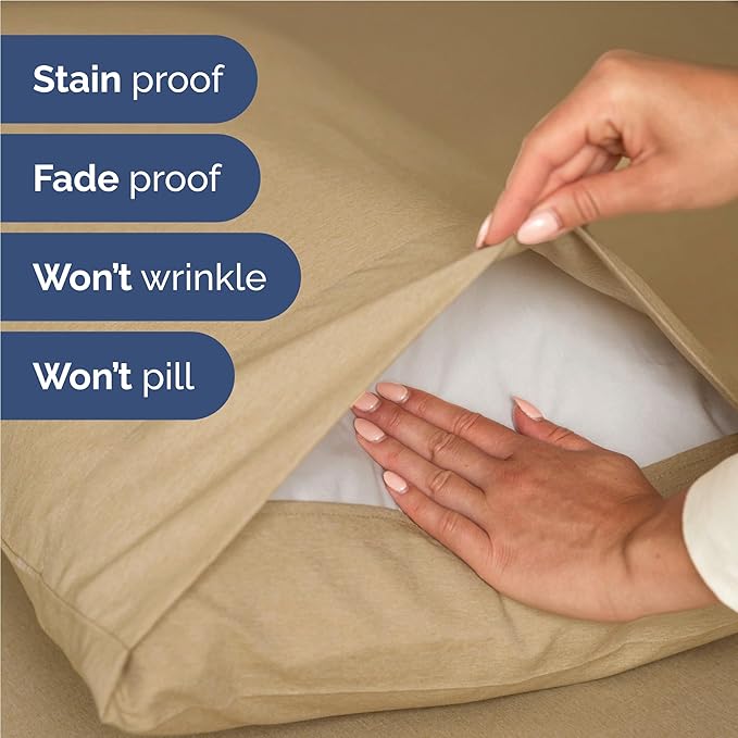 Full 6 Piece Sheet Set - Cooling, Comfy & Breathable - Hotel Luxury Bedding, Includes Fitted Sheet for Women, Men, Kids & Teens - 1 Flat, 1 Fitted Sheet, 4 Pillowcases w/Deep Pockets - Heathered Tan