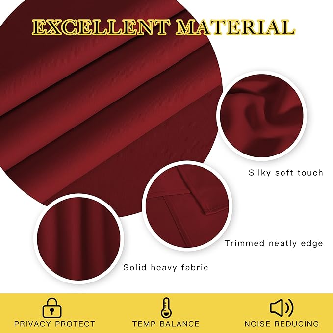 NICETOWN Burgundy Red Blackout Curtains 84 inch Length, Grommet Top Room Darkening Drapes for Bedroom Living Room, Light Blocking Window Covering for Privacy (W66 x L84 Inch, 1 Panel)
