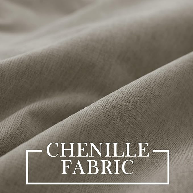 Macochico 100% Blackout Curtains Insulted Window Panels for Bedroom Living Room Dining Room Luxury Chenille Curtains Classic Home Decor Light Taupe Curtains with Tieback 52" Wx72 L Grommet 1 Panel